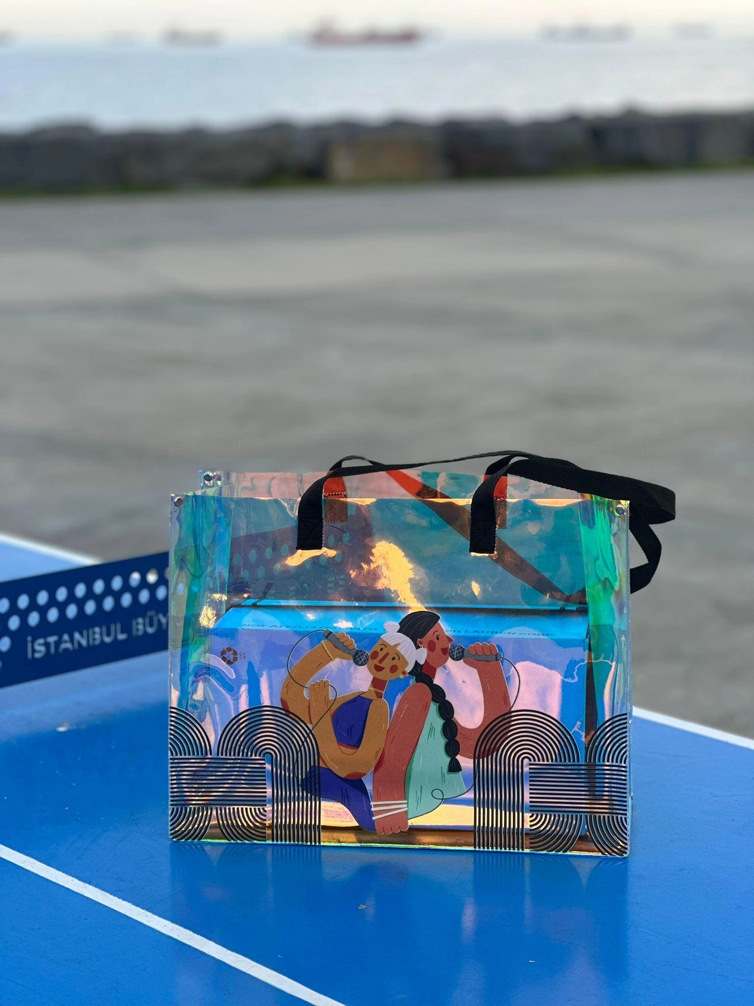 Hologram PVC ŞARKICI Baskılı Plaj Çantası